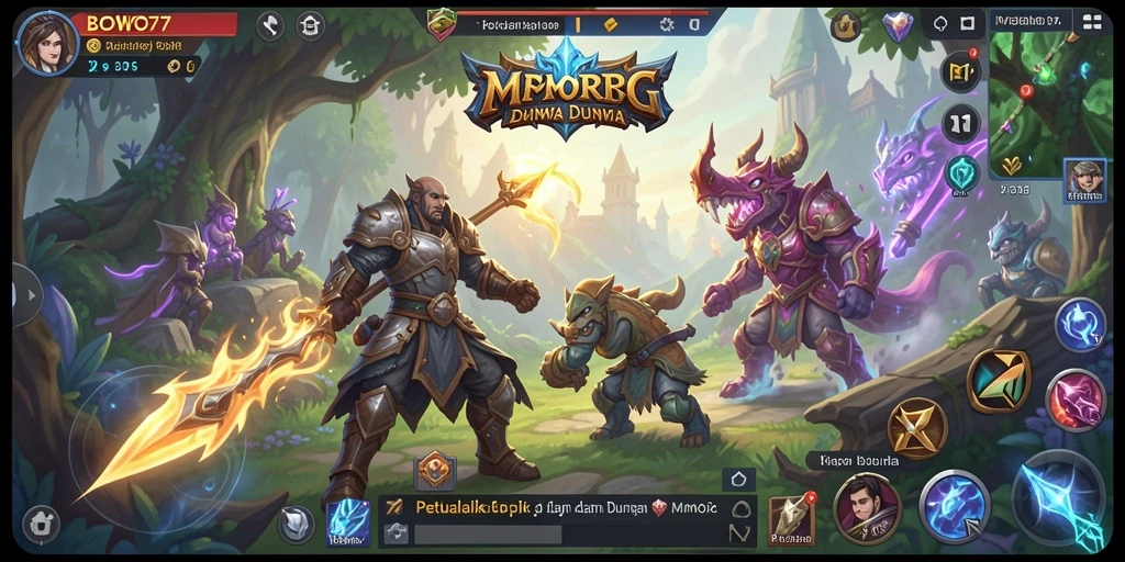 Tangkapan layar gameplay BOWO77 menampilkan petualangan seru dan interaksi antar pemain.