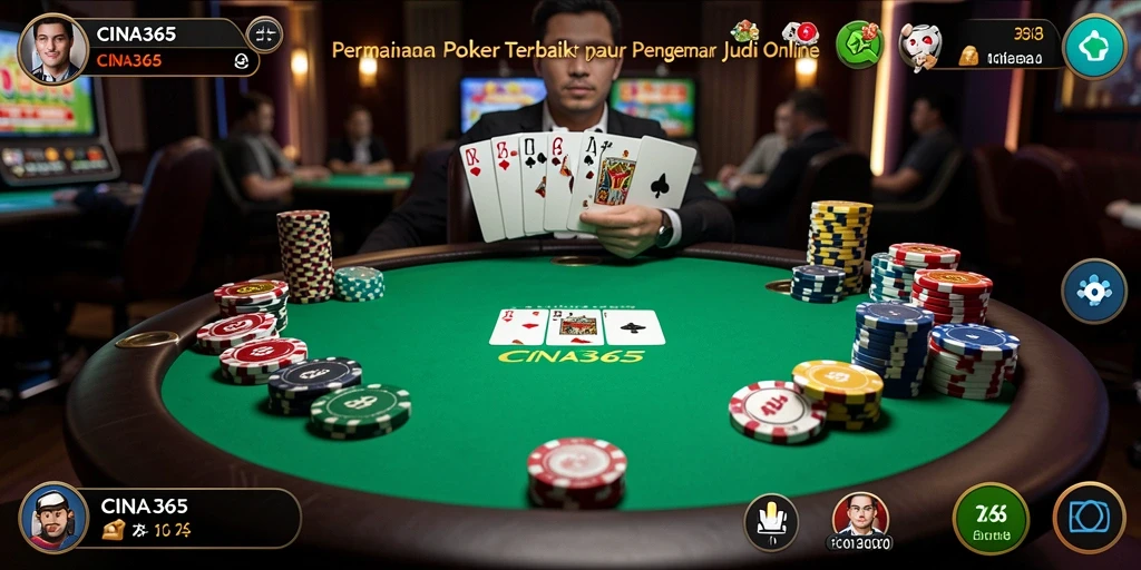 Tampilan gameplay Poker yang mendebarkan di CINA365.