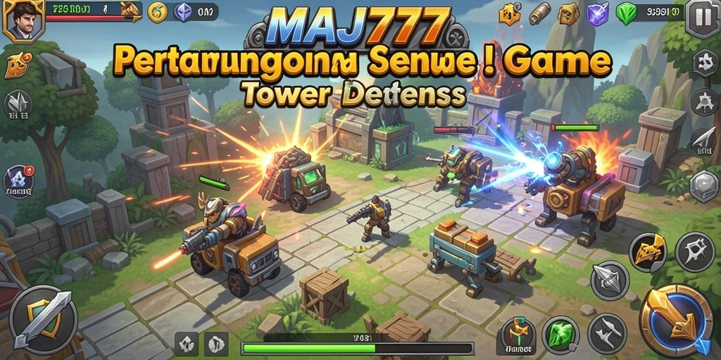 Screenshot gameplay MAJ777 menampilkan aksi seru dari pertahanan menara.