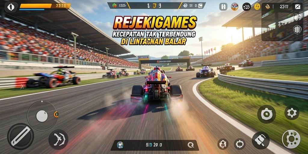 Gameplay seru balap motor dalam REJEKIGAMES dengan lintasan yang menantang.