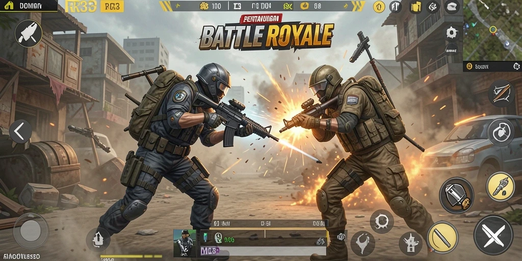 Tampilan aksi intens RR33 dalam mode Battle Royale.